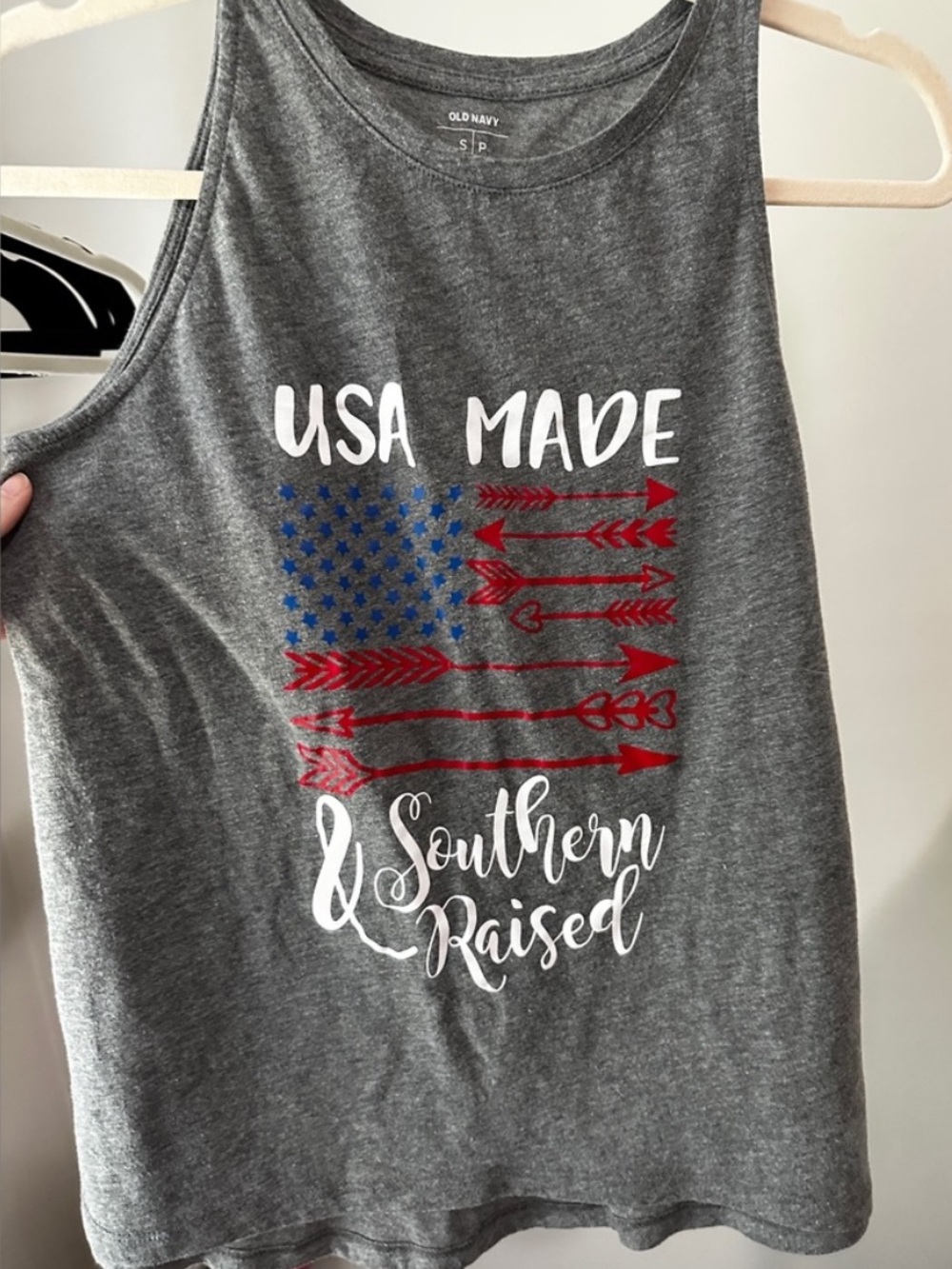 Old Navy Gray Graphic 'USA Made & Southern Raised' Tank